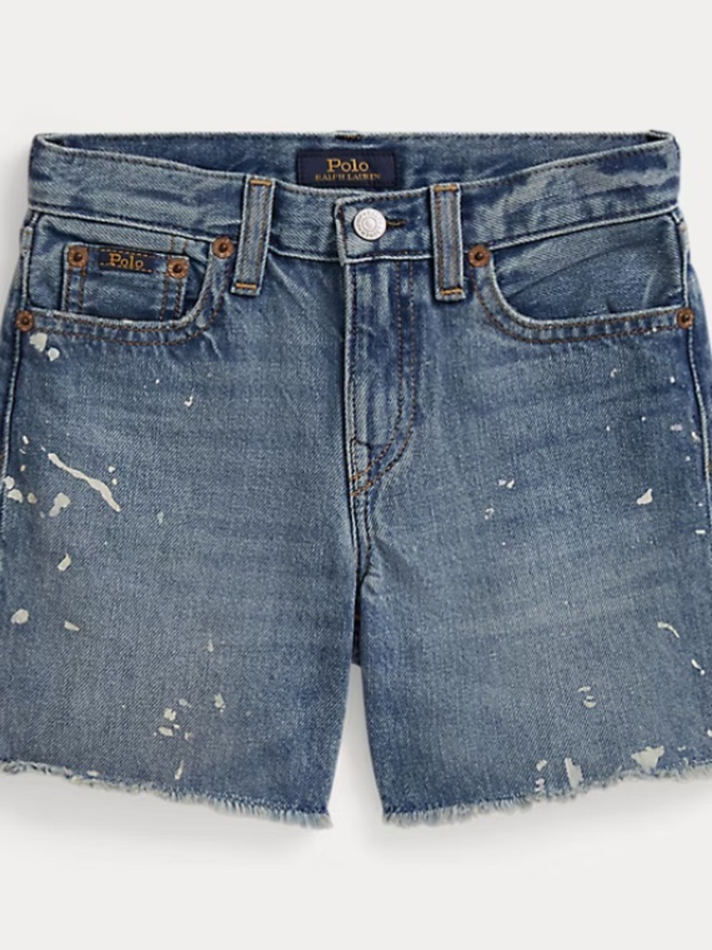 Polo Ralph Lauren Distressed Paint-Splatter Denim Shorts - Blue
